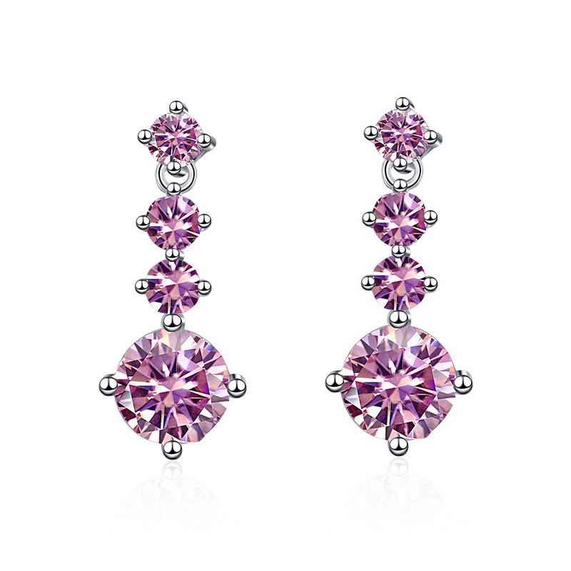 S925 plata esterlina pendientes de diamante mozan hembra pendientes de alta gama coreano bordado cuatro garras un quilate adornos pendientes de piedra mozan