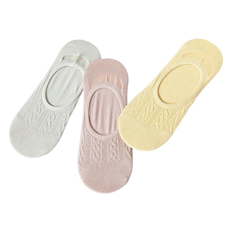 Calcetines de algodón de color sólido calcetines de tobillo de mujer Calcetines antideslizantes de tacón de primavera y verano de mujer Zhuji calcetines invisibles antideslizantes de corte bajo al por mayor