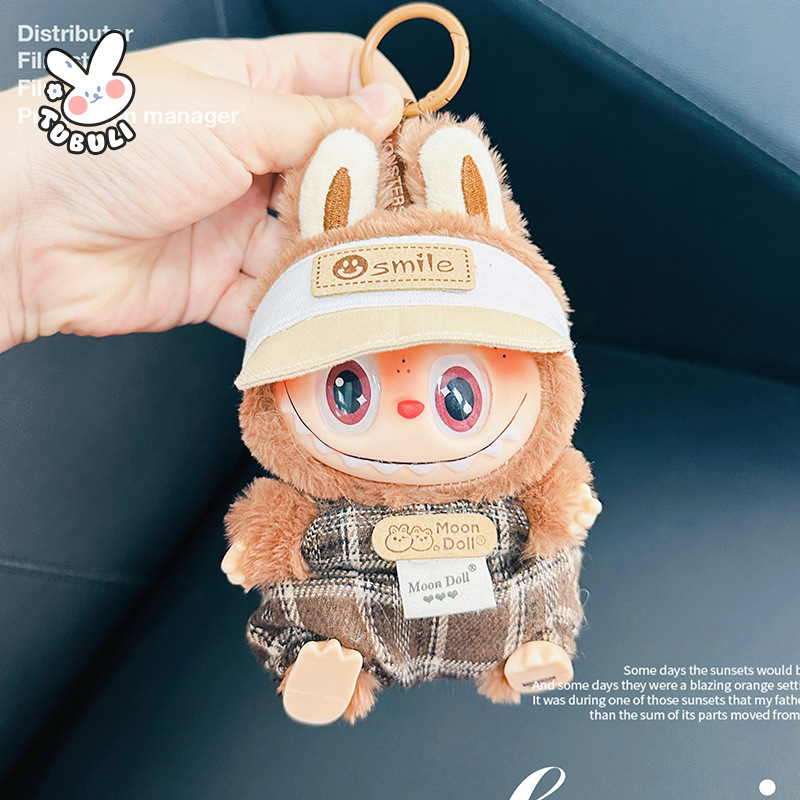 ベビー服のみ】ぬいぐるみ ラブブ ベビー服 17cm コットンドール グリーン 子供用 サスペンダー フィッシャーマンハット アクセサリー|undefined