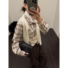 现货ONIVINTAGE黑标系列！100%亚麻拼色绣花格子衬衫 UM256S7733