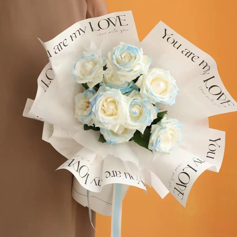 小号简约网红包装纸520情人节防水英文告白花束创意鲜花包装材料