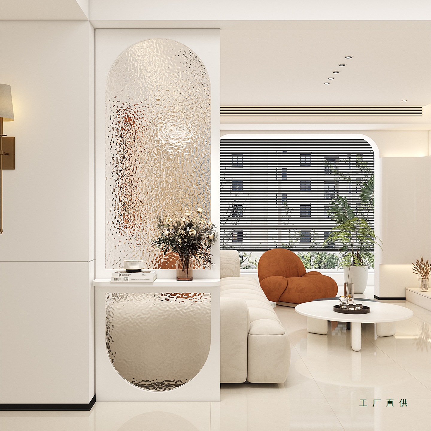 Light Luxury Living Room Glass Screen Cream Style Entrance Door Blocking Decoration Bathroom Bathroom Stainless Steel Glass Partition