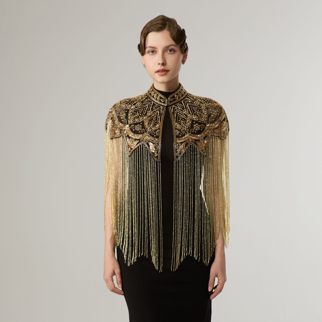 Sequin Beaded Dress Shawl European and American Retro High-End Dance Party Handmade Tassel Cloak Amazon Cross-Border
