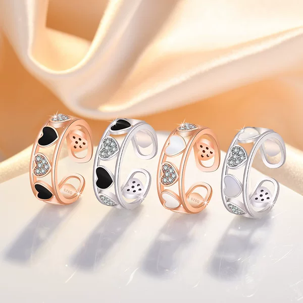 Niche design hollow-out lovely color matching ring ins trendy exquisite high-grade adjustable index finger open ring for women