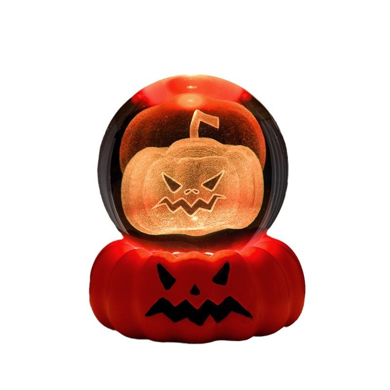 クロスボーダーハロウィンゴースト3Dクリスタルボールナイトライト発光ベースクリエイティブデスクトップ装飾オーナメントホリデーギフト|undefined