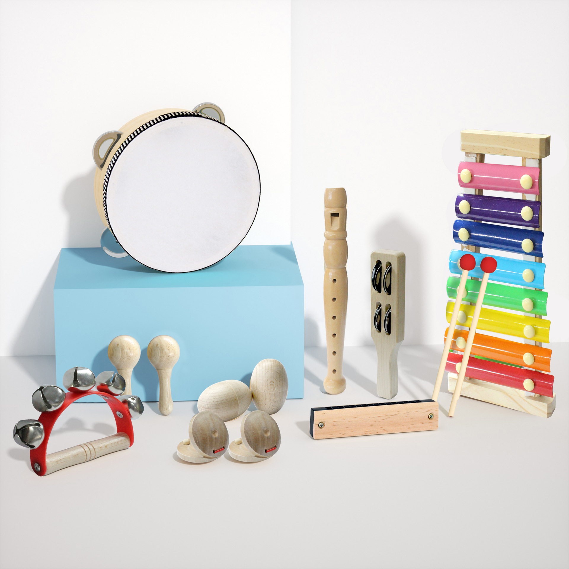 Orff instrumento musical traje combinación ilustración educación temprana niños educación temprana música instrumento de percusión juguete jardín de infantes material didáctico