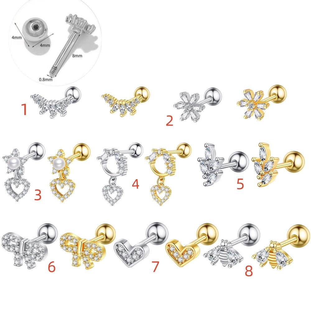 Pointed labret stud close-up product detail