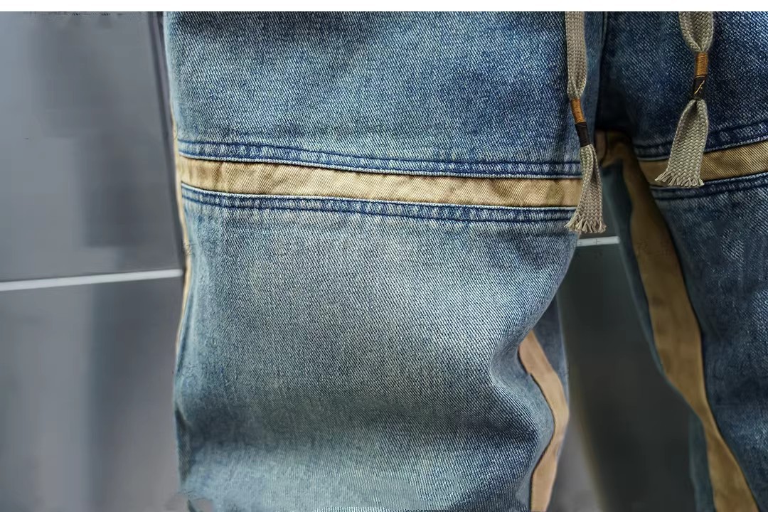 Men's Slim Fit Patchwork Distressed Jogger Jeans Elastic Waist_voghion.com