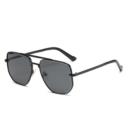 Fashionable double bridge sunglasses for men, UV protection for driving, diamond cut edge sunglasses for women, European and American cross-border wholesale