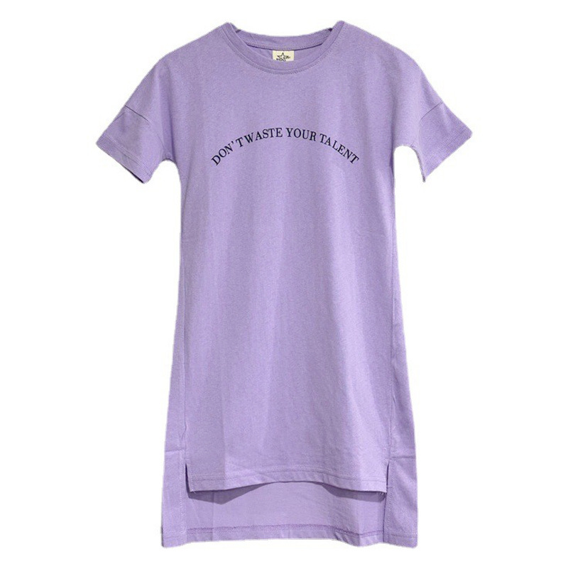 Estilo coreano ropa para niños vestido de niñas primavera y verano nuevo vestido de princesa occidental estilo coreano largo vestido de camiseta suelta