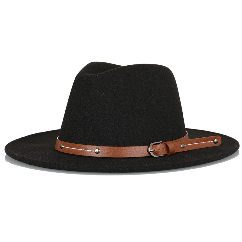Sombrero de copa para hombres y mujeres Otoño e Invierno Nuevo europeo y americano británico ordinario anti-lana sombrero cálido moda ala ancha imitación en forma de campana sombrero de fieltro
