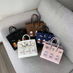 エルメス スモール ハウス バッグ 牛革 クロコダイル柄 コントラストカラー プラチナ バッグ 2025 新しいファッション ショルダー クロスボディ ハンドバッグ