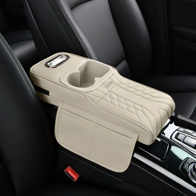 Armrest box Armrest Box Heightening Pad, Leather Elbow - colorful-cup-holder-vertical-medium-size-off-white-fits-vehicles-with-a-width-of-16