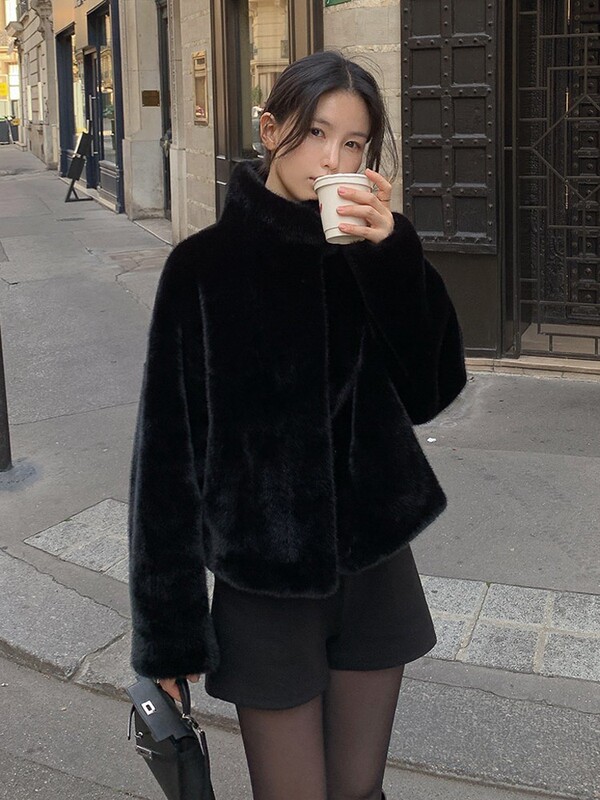 Cross-Border High Luxury Fashion Korean Mink Fur Outwear Long-Sleeved Jacket Loose Korean Style Jacket