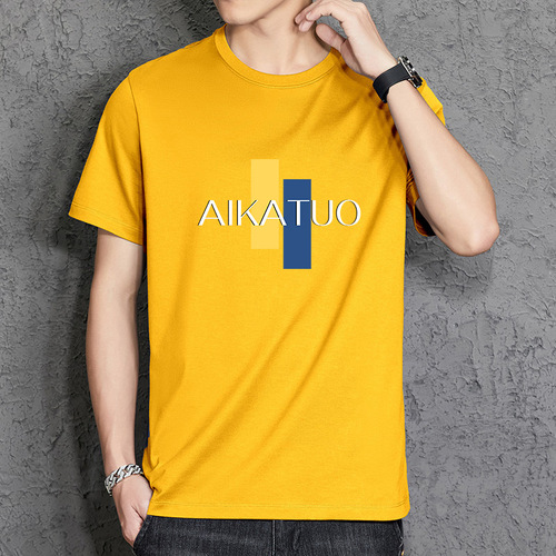 American letter print loose trendy men's short-sleeve T-shirt round neck undershirt base shirt