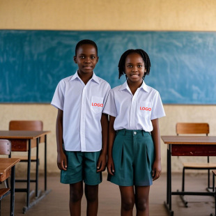 African School Uniform Short-Sleeved Shirts Customized for Men and Women Summer White Short-Sleeved Shirts Shorts Short Skirts School Uniform Customization Manufacturer