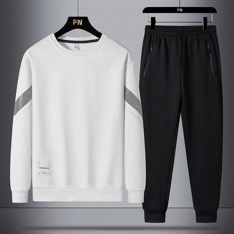 Nuevo conjunto de sudadera informal para hombre de primavera y otoño, sudadera de cuello redondo, pantalones largos, conjunto deportivo de dos piezas de marca moderna para hombre