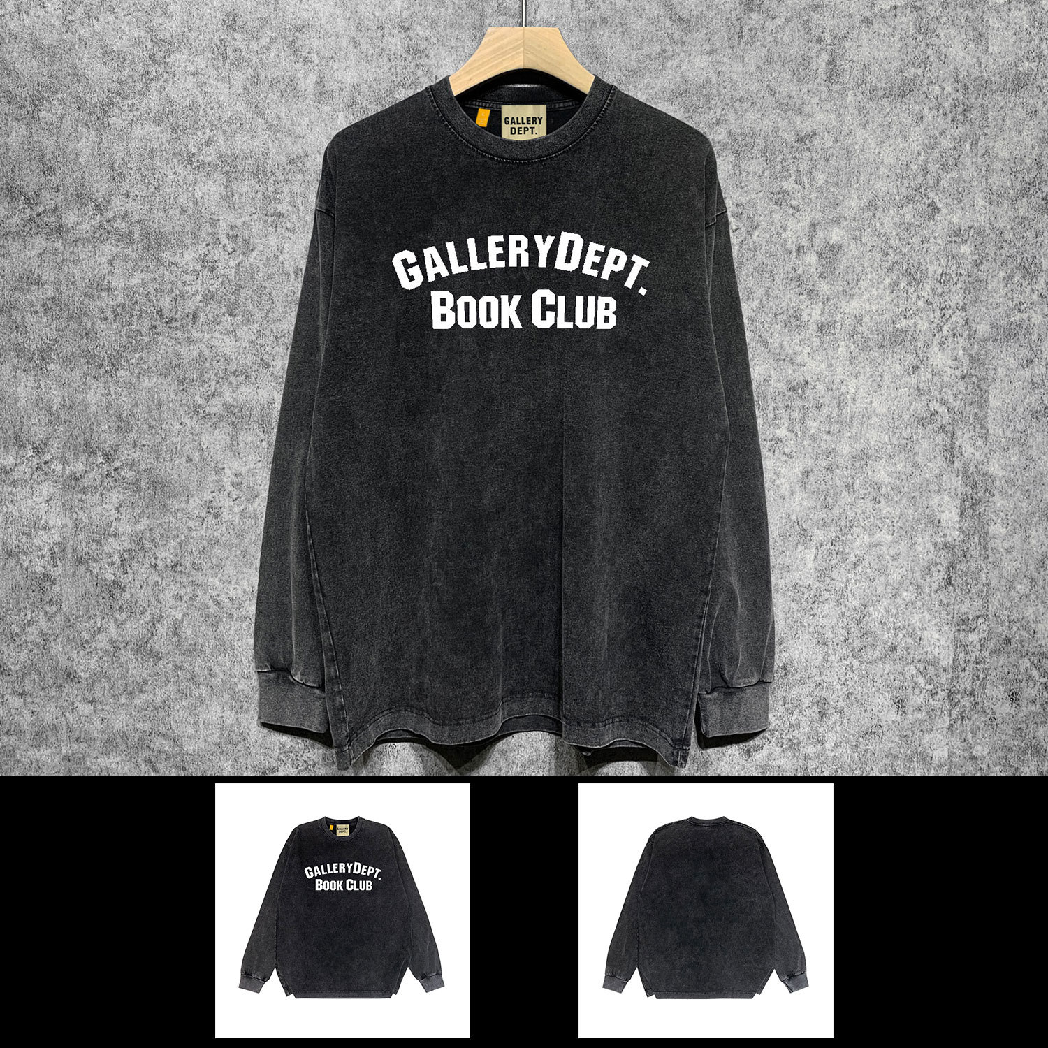 Disponibilidade a longo prazo GALLERY DEPT VINTAGE LONG SLEEVE Camiseta de manga comprida desgastada de marca europeia e americana da moda