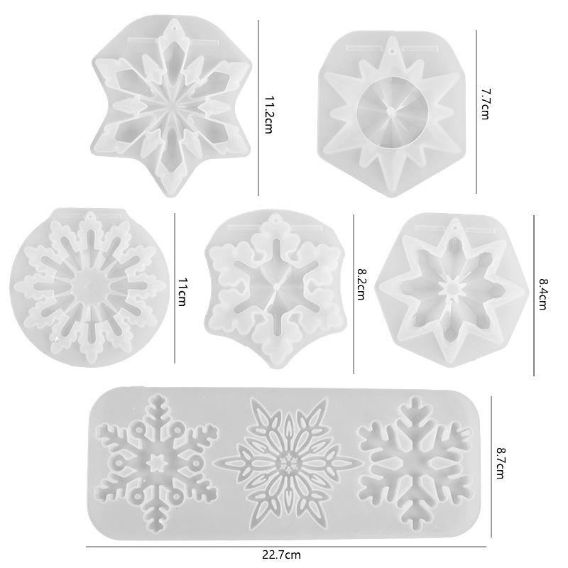 Navidad copo de nieve molde de silicona espejo Pulido-libre de resina copo de nieve llavero colgante epoxi molde