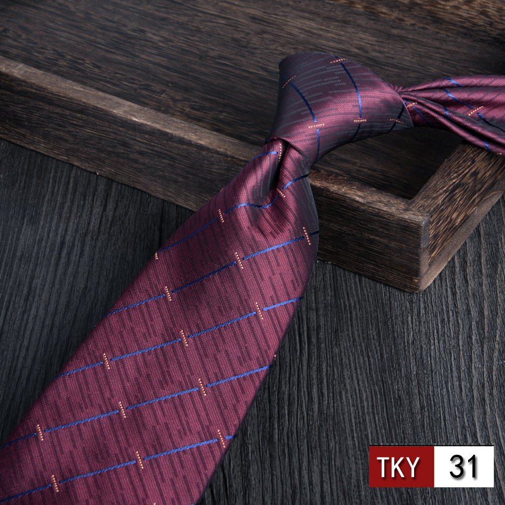 Corbata hombre vestido de negocios profesionales vino rojo novio casamiento Jacquard 8cm mano nueva tendencia spot