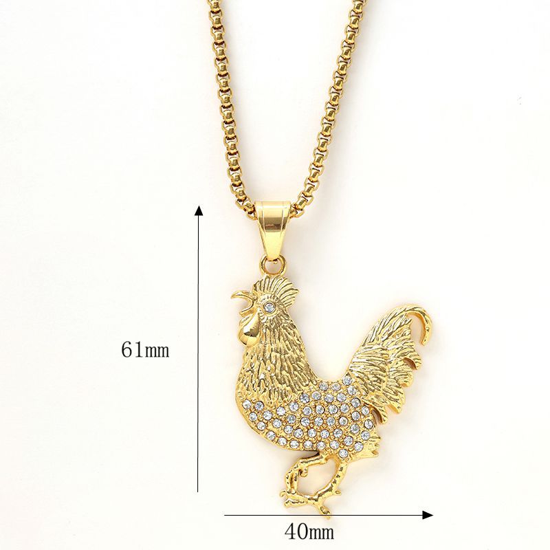 15g Weight 1 Piece Titanium Steel Rhinestones Animal Pendant Chain