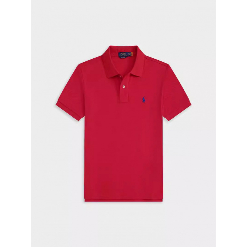 Cross-Border Pony Logo Polo Shirt Summer Men's Lapel Large Size Loose Pure Color Cotton Embroidered Short-Sleeved T-Shirt