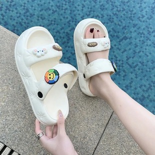 in stock Quick Hair 2024 New Summer Sandals and Slippers Women's Home Casual Soft Bottom Beach Wearing Feeling Thick Bottom Women