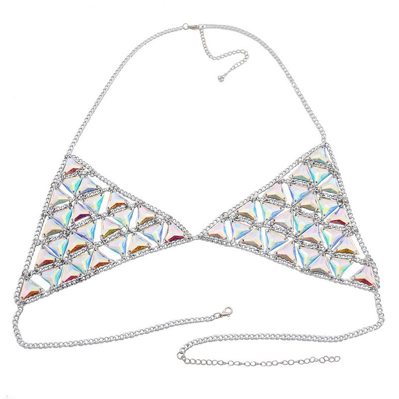 Nuevos accesorios transfronterizos europeos y americanos, cadena de cintura de acrílico de moda retro, conjunto de cadena corporal geométrica multicapa, moderno image 8