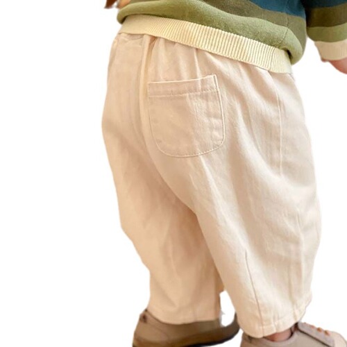 New Basic Spring and Autumn Baby Japanese Style Versatile Children's Plain Cotton Hemming Leisure Pants Loose for Young Children