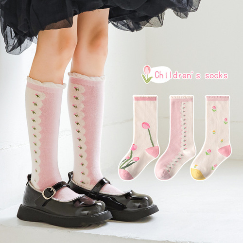  New Autumn and Winter Mid-calf Socks Wholesale Sweet and Cute Girls Socks Autumn Mid-sized Children’s Cotton Socks Baby Socks