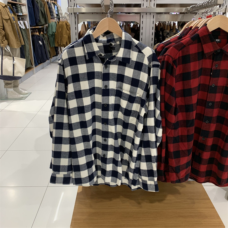 Men's and Women's Autumn and Winter Flannel Plaid Long-Sleeved Shirt Casual Loose Shirt Thin Jacket 462402