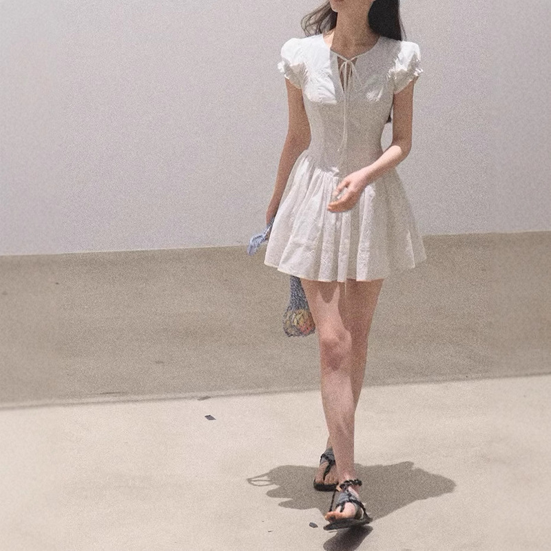 OAKMO/ "When I Fall in Love" All-Cotton French Slimming Waist Embroidered Tea Break Holiday dress Skirt