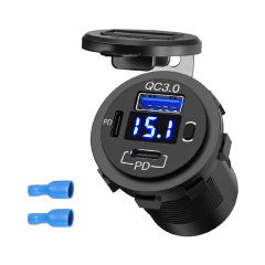 新製品車載携帯電話充電器2pd + qc3.0改造車充電電圧表示スイッチ付き車充電