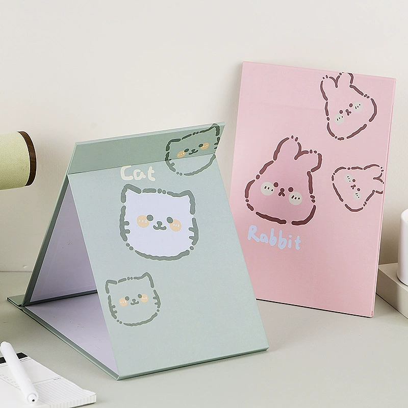 Складное настольное зеркало для макияжа мультфильм животных с покрытием бумажное зеркало портативное студенческое настольное большое зеркало для макияжа