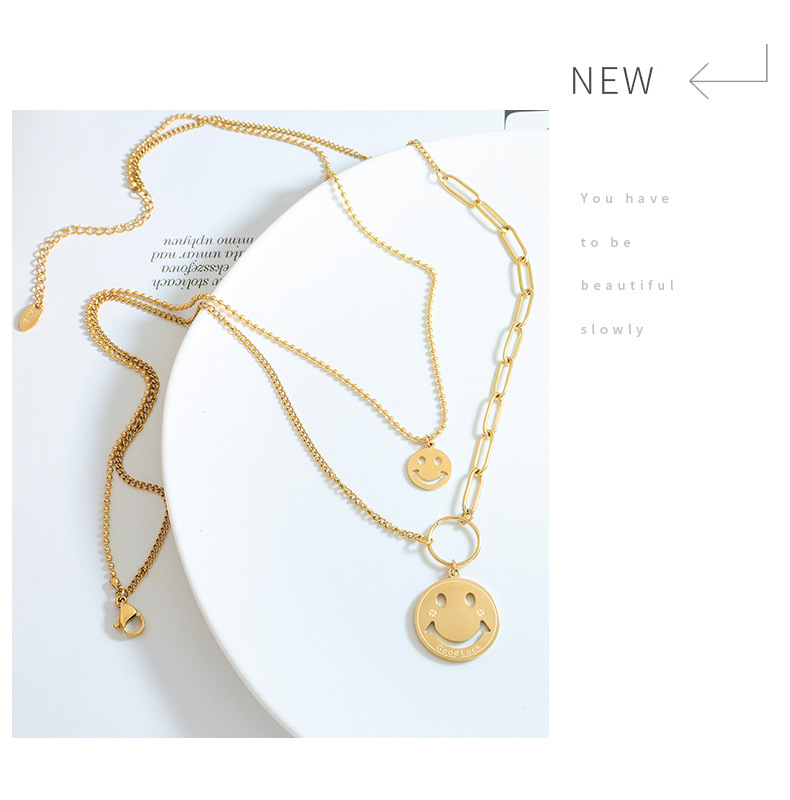 Fashion Smiley Face Titanium Steel Plating Pendant Necklace 1 Piece