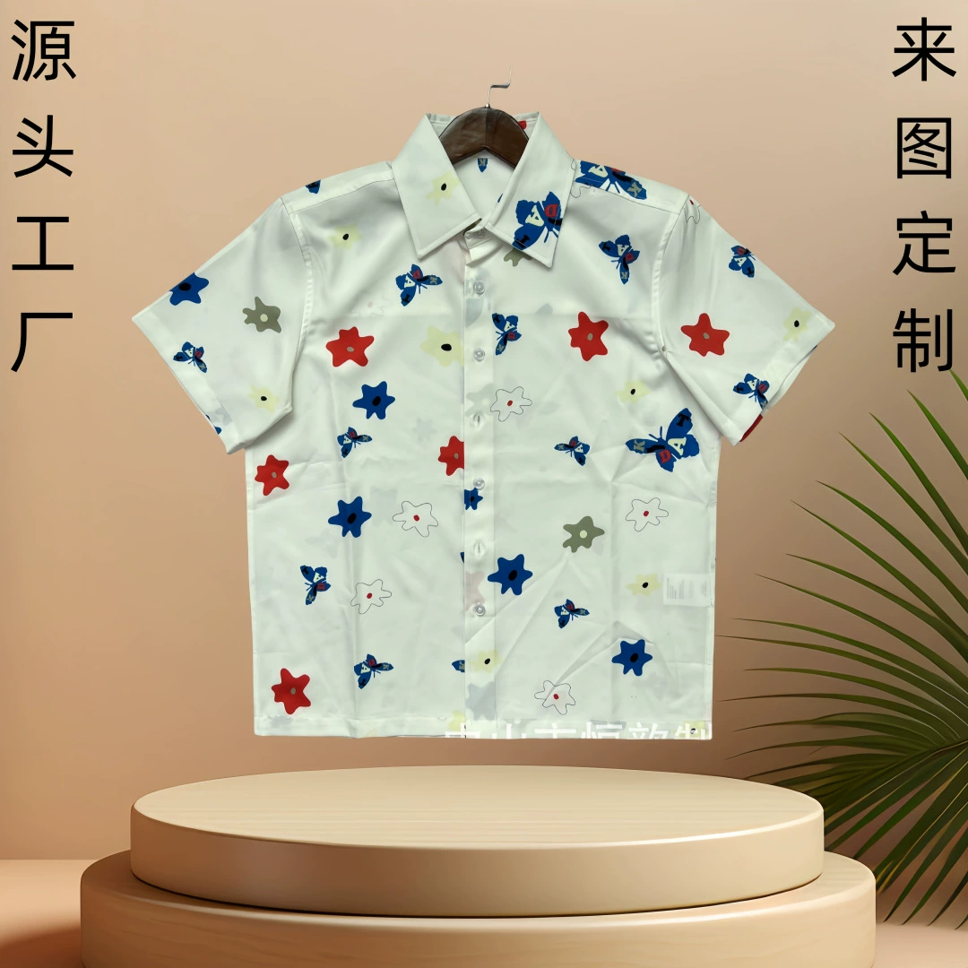 Индивидуальная трансграничная ретро свободная пляжная Цветочная рубашка Индивидуальная Мужская Европейская и американская модная гавайская рубашка с короткими рукавами OEM