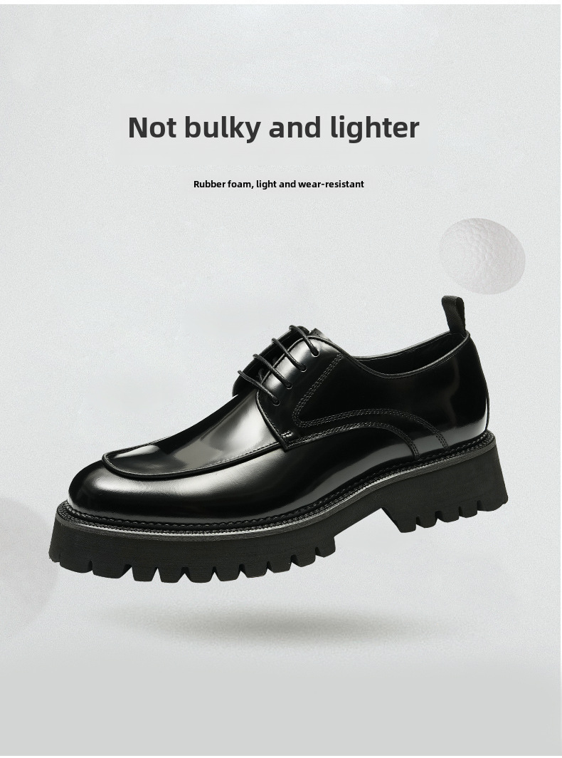 Thick-soled glossy leather shoes men's leather leather square toe British business casual Derby height increasing formal wear men's shoes Guangzhou sh_voghion.com