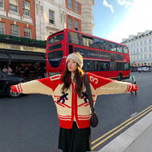 韩国urbanic30秋冬新款圣诞新年麋鹿针织毛衣开衫慵懒拉链外套女