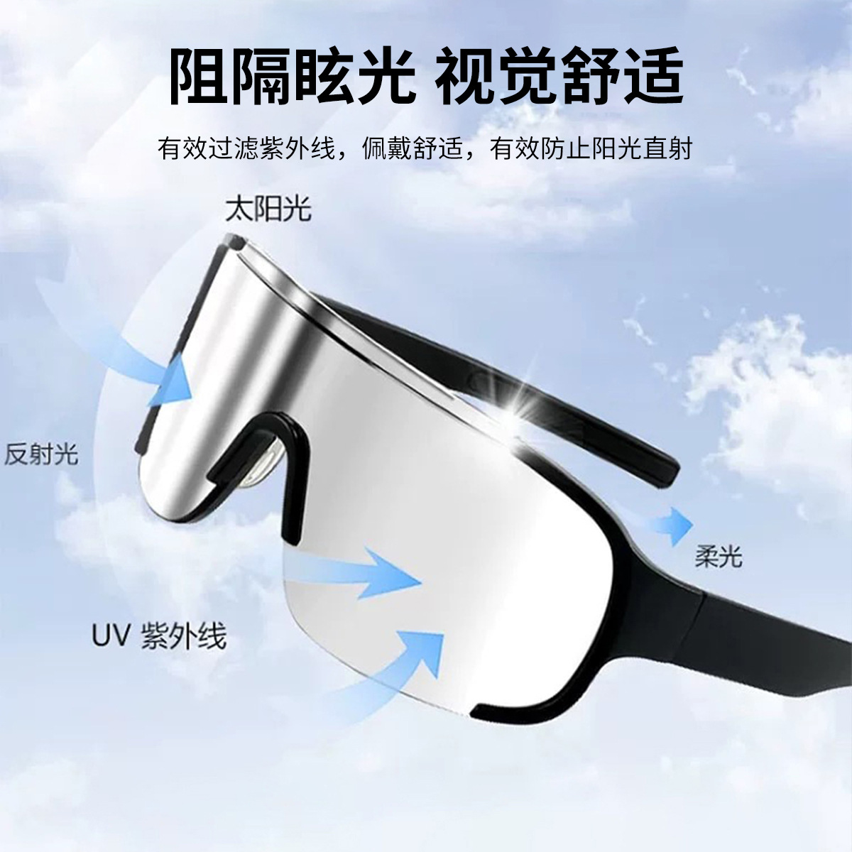 跨境新款骑行墨镜男女一体防风沙护目镜户外登山防紫外线太阳眼镜