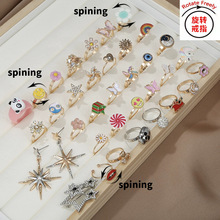 爆款儿童开口旋转戒指可调节指环趣味性创意卡通笑脸系列解压神器