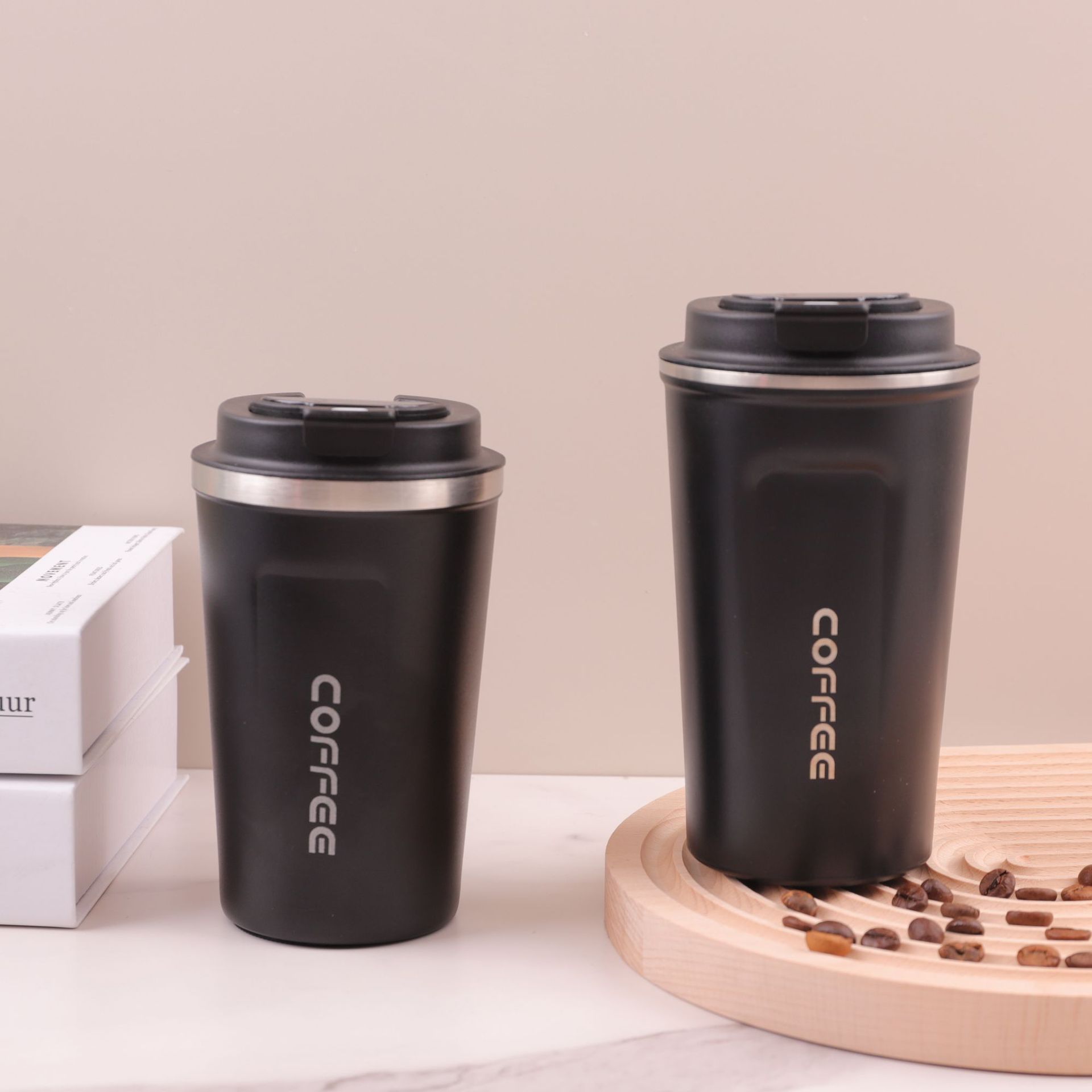 Comercio exterior transfronterizo 304 acero inoxidable temperatura inteligente taza de café de aislamiento térmico taza de agua portátil al aire libre taza de té de doble bebida