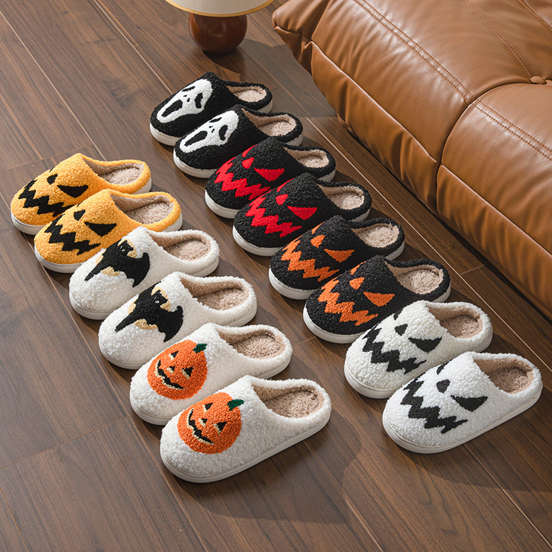 Halloween towel embroidery cross-border foreign trade men and women couples indoor home wood floor Mao Mao slippers Halloween towel embroidery cross-border foreign trade men and women couples indoor home wood floor Mao Mao slippers