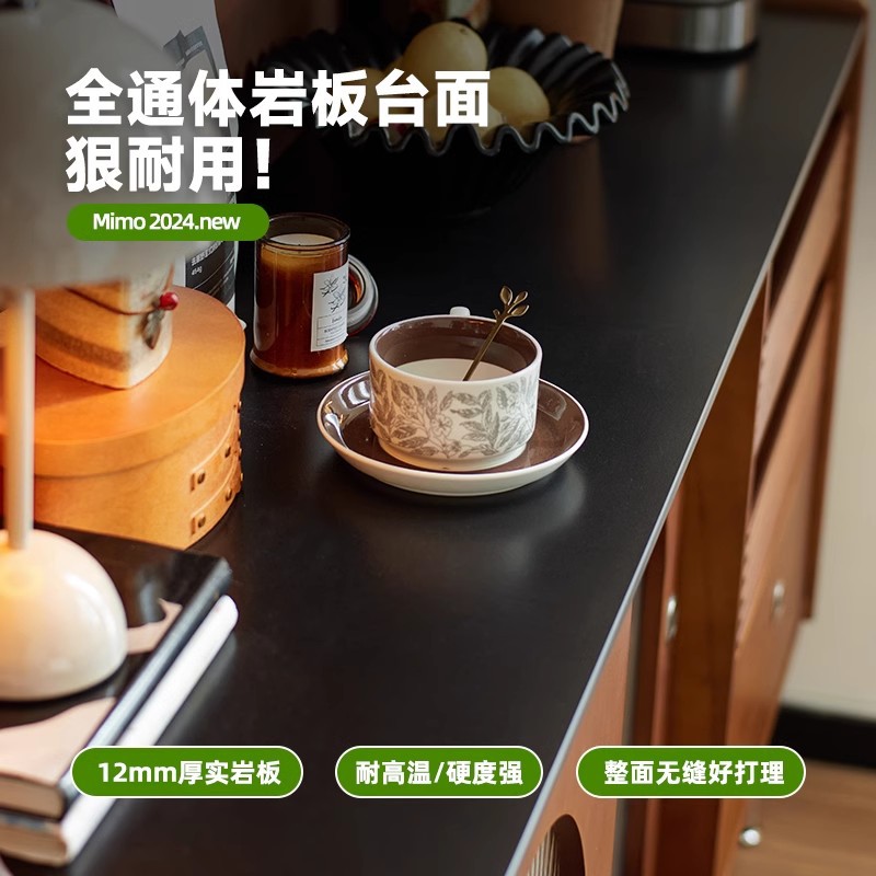 Gabinete lateral de madera maciza de losa de roca francesa contra la pared Gabinete multifuncional integrado Gabinete antiguo Sala de estar Gabinete de té retro Gabinete de café