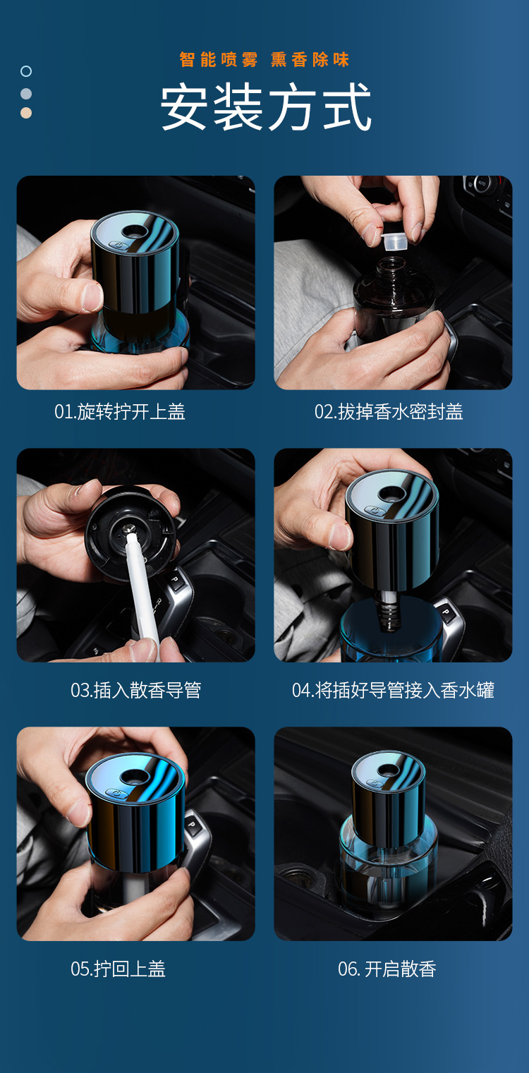 Car perfume automatic spray car dual-purpose car aromatherapy humidifier car lasting fragrance cup type fragrance
