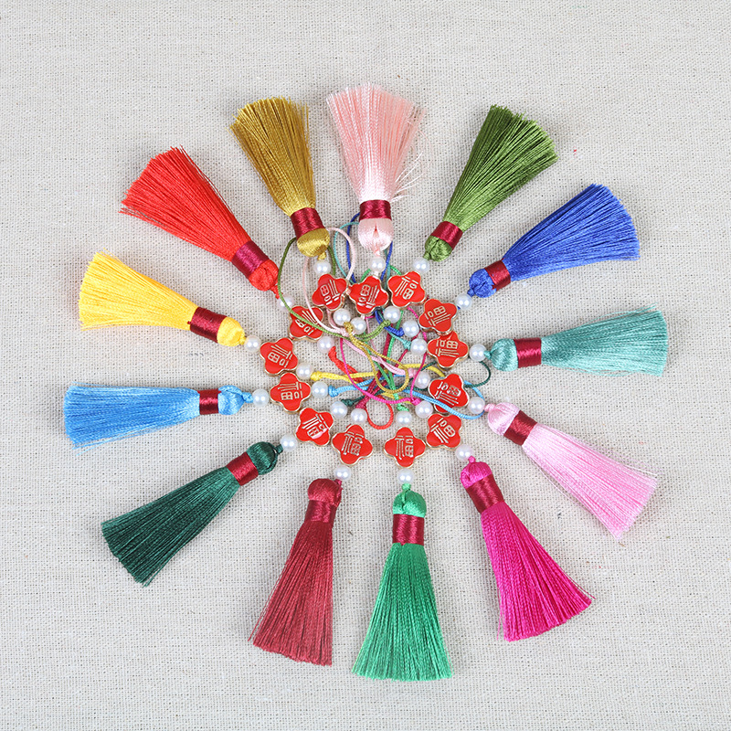 四葉草合金5.5cm福字小流蘇手機手機殼頭飾DLY吊穗批發