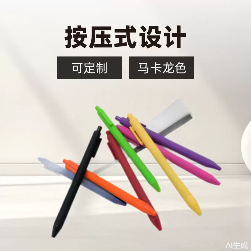 厂家定制马卡龙靓色水果系中性笔可印刷logo纯色按压喷胶学生笔