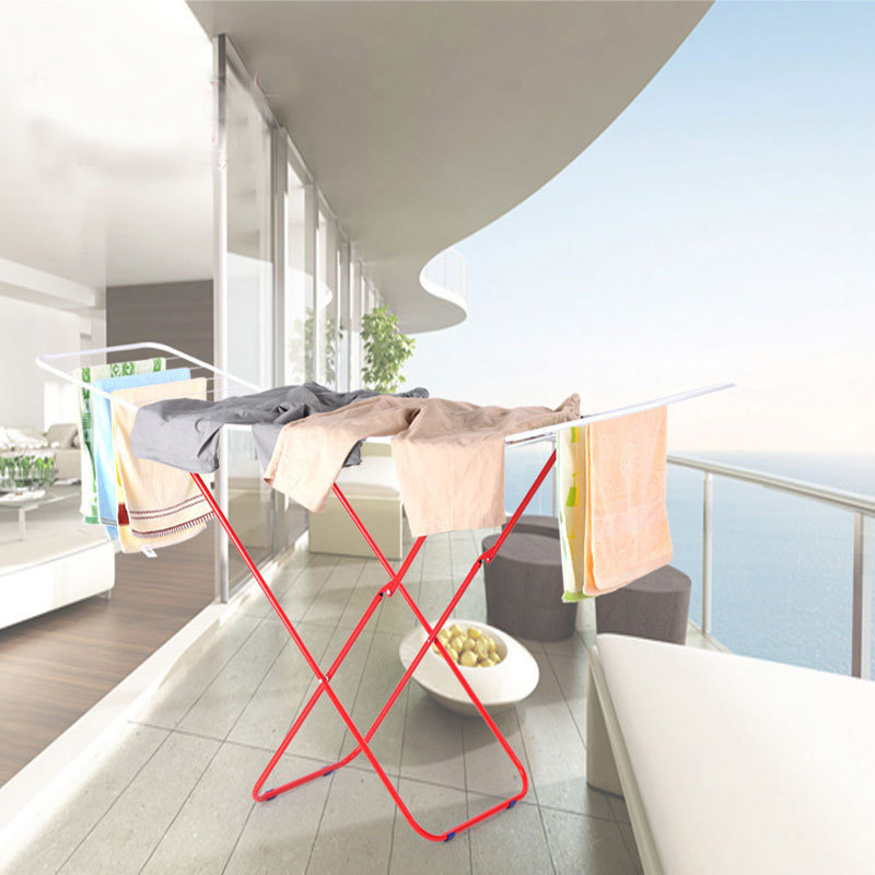 Simple piso percha balcón del hogar plegable tendedero ala rojo y blanco tendedero peluquería toallero