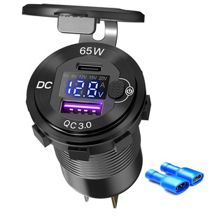 New product car mobile phone charger PD QC3.0 modified car charger with voltage display with switch car charger