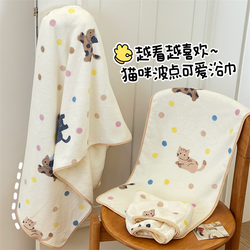 Ins nuevo lindo gatito toallas de baño para mujeres con absorción de agua rápida no puede secar el cabello de los estudiantes grueso toalla grande sombrero de cabello seco