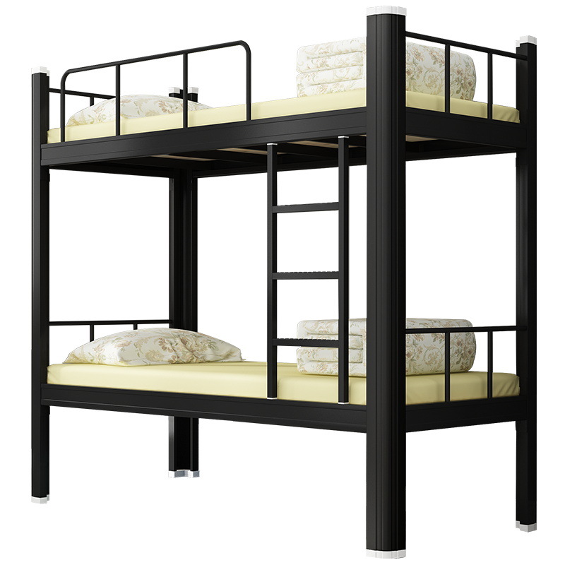 Ventas transfronterizas calientes cama de doble piso cama de hierro cama de personal dormitorio cama de perfil de la escuela cama de apartamento fábrica de comercio exterior